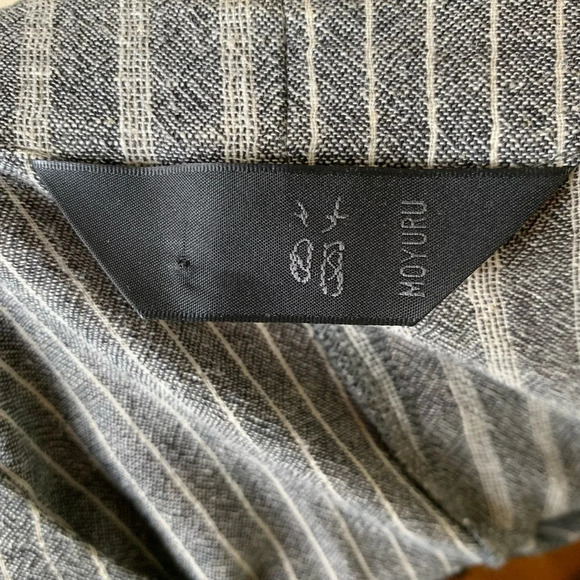 Moyuru Asymmetrical Pullover Oversized Cotton Linen Gray Striped Tunic Lagenlook - Picture 3 of 12